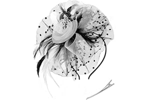Zivyes Fascinators Hat for Women Tea Party Headband Kentucky Derby Wedding Cocktail Flower Mesh Feathers Hair Clip