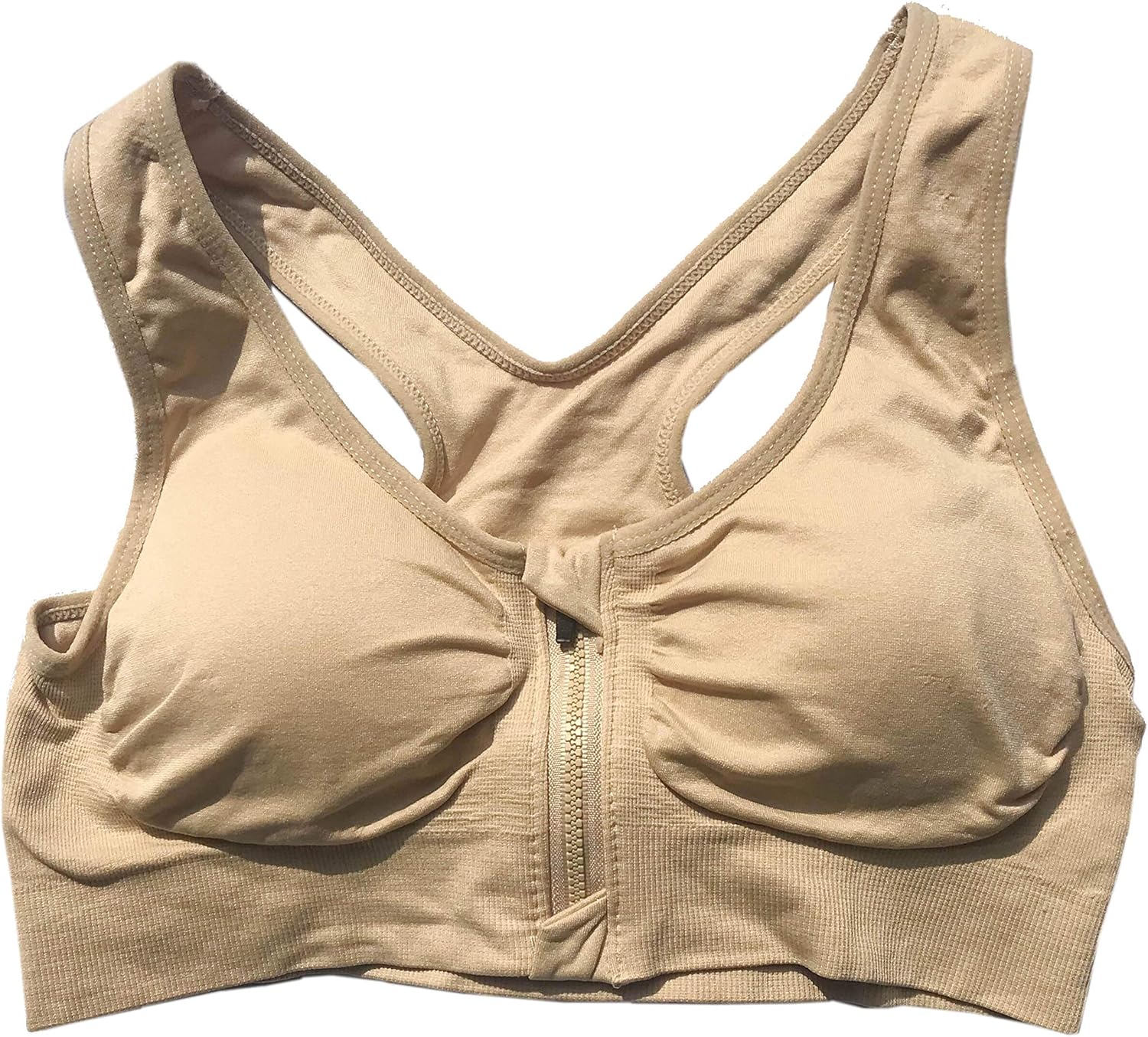 BIMEI Women's Sports Bra Wirefree Zipper Front Mastectomy Bra Comfort