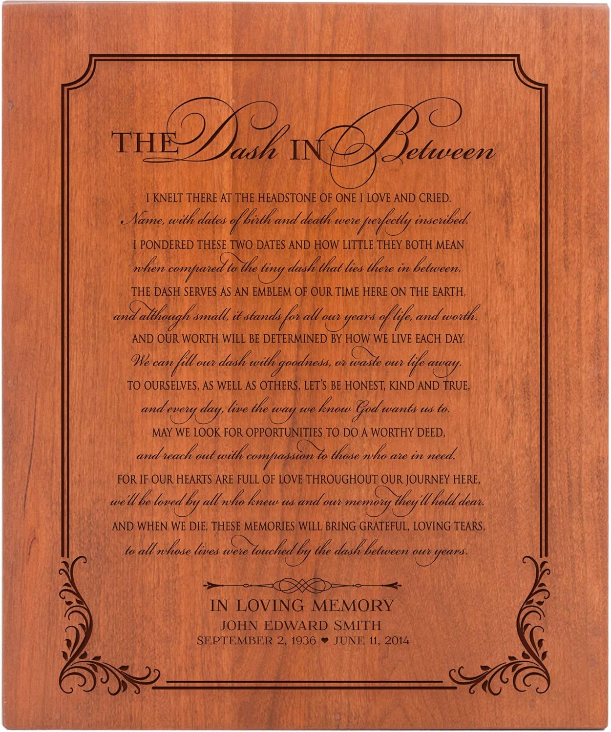 LifeSong Milestones Large Personalized Wooden Cremation Urns for Human Adult Ashes Small Memorial Keepsake Box for Cremains, Custom Engraved Funeral Urn for Adults (Dash in Between)