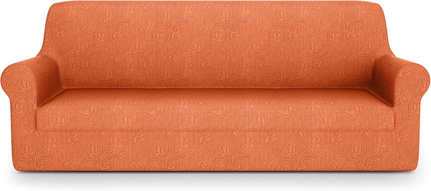PETTI Artigiani Italiani Elastic Cover, Elegant Sofa Slipcover, 100% Made in Italy, Fabric, Orange, 2 Seater/LoveSeat - Image 4