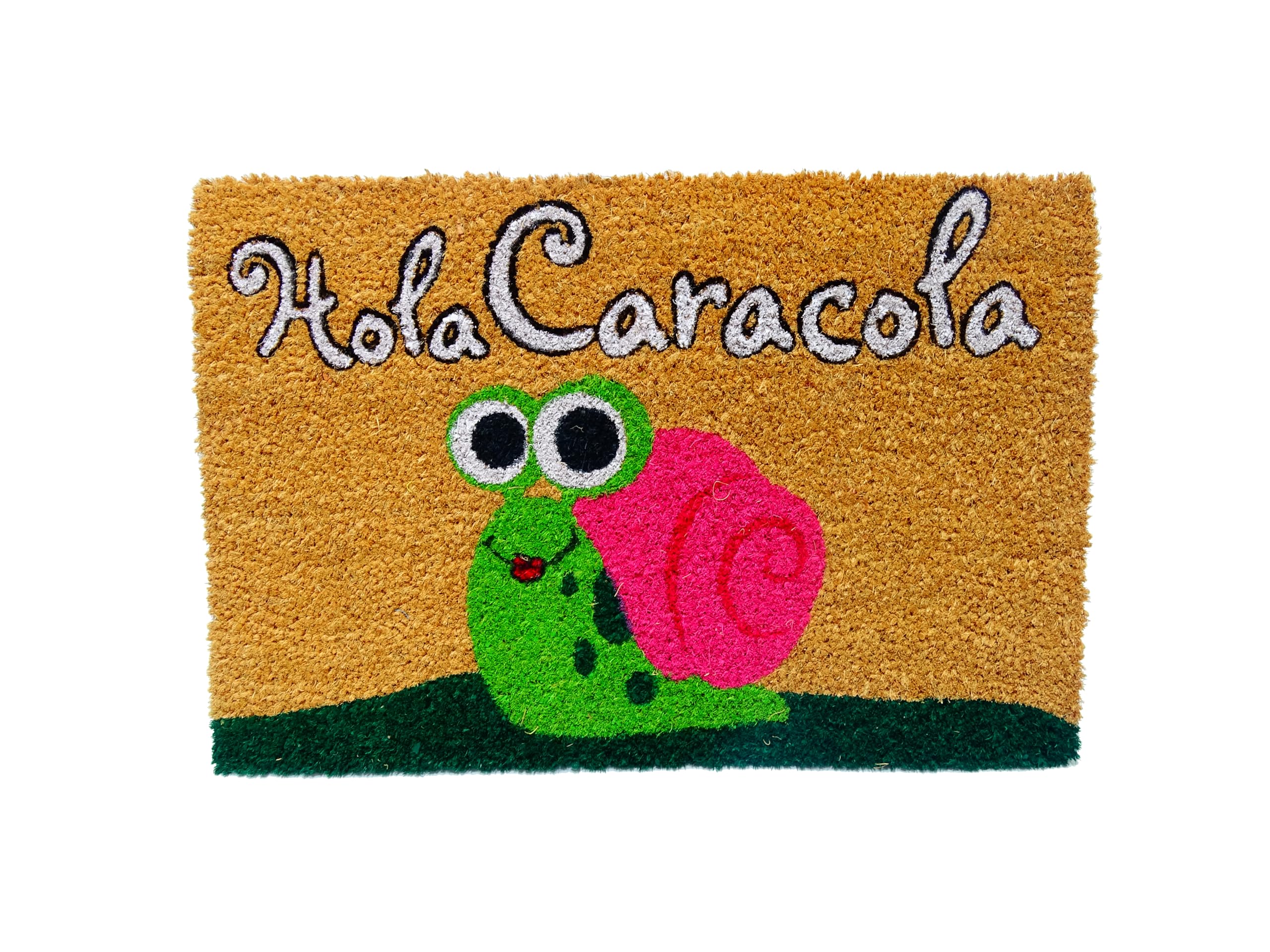 KOOK TIME KOKO DOORMATS Original home entrance doormats, Coconut Fiber and PVC, Hello CARACOLA Outdoor Doormat, 40x60x1.5 cm | Carpet Entrance house Exterior | Funny Door Mats