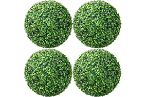 Aboofx 4 Pieces 15.7 inch 3 Layers Artificial Plants Topiary Ball, Faux Greenery Round Boxwood Decorative Balls for Balcony, Front Porch Decor, Outdoor Backyard Garden, Wedding, and Home Decoration