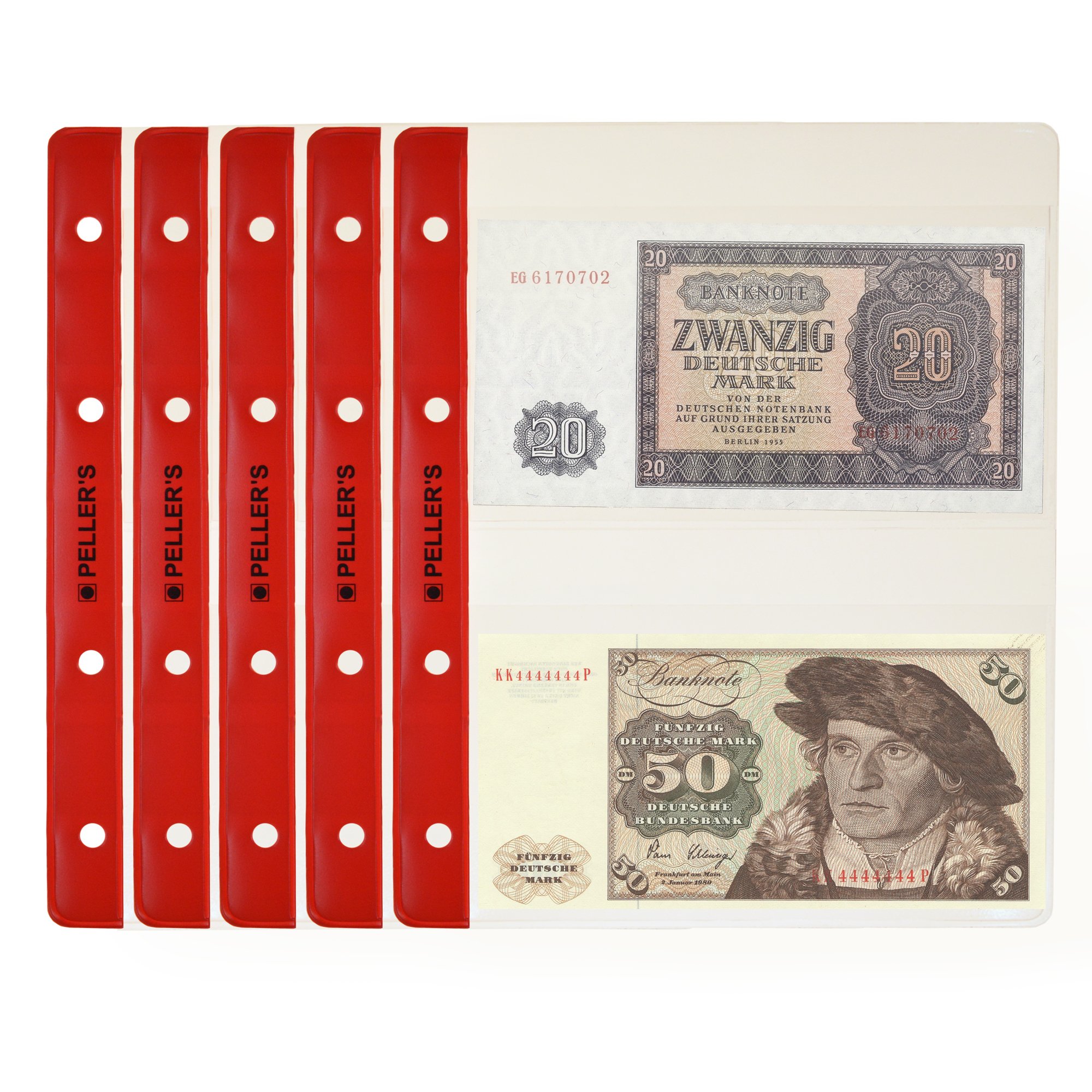 10 Collectors Sleeves, 2 Pockets 5.63" X 3.15" (143mm X 80mm) On Each Page, for Small Banknotes. Album M refill