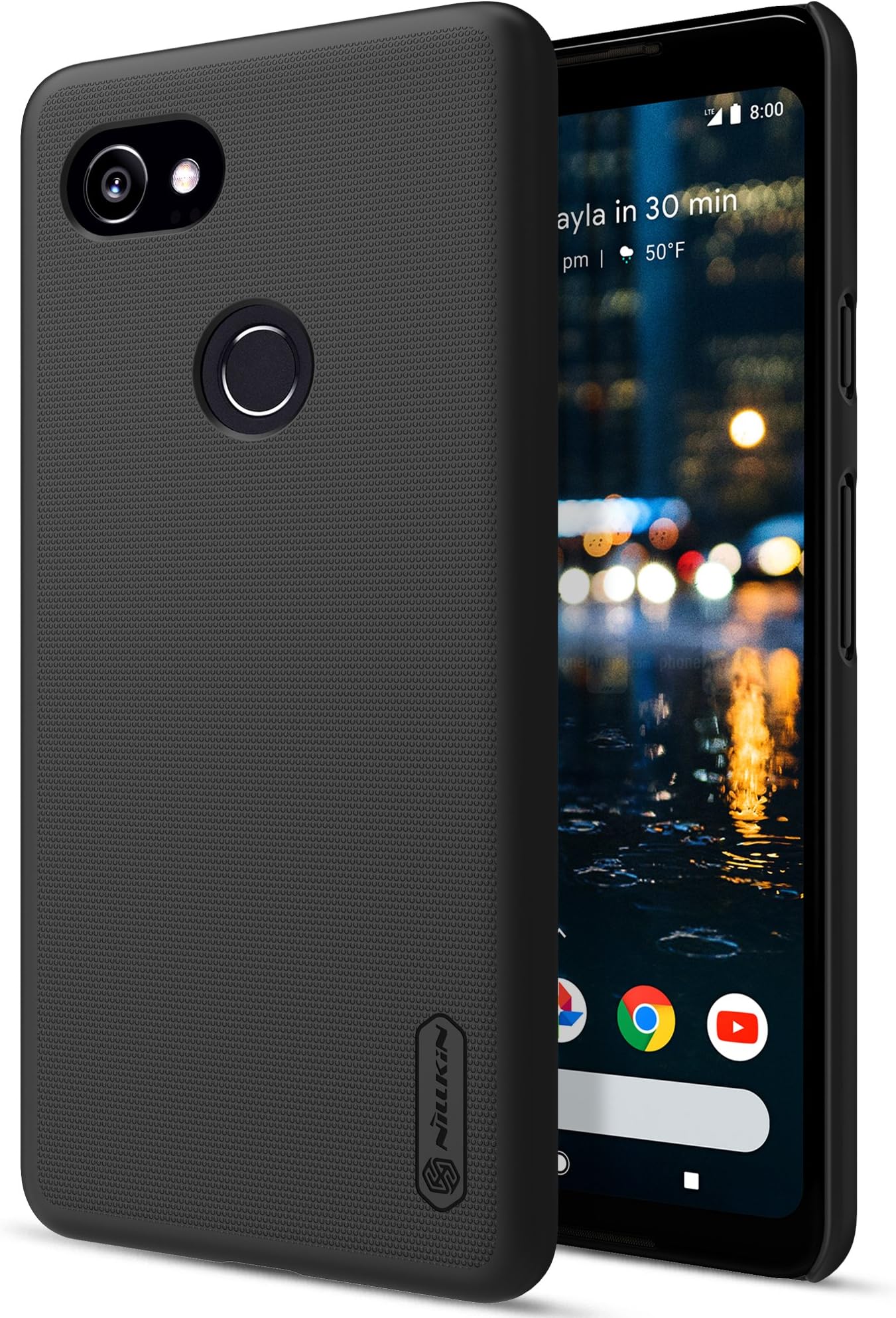 Google Pixel 2 XL Case Nillkin Slim Thin Back Cover Case with Anti Slip Frosted Finish and Screen Flim for Google Pixel 2 XL (Black, Google Pixel 2 XL)