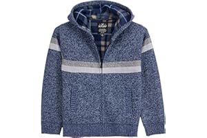 X RAY Boys (6-12) Full Zip Fleece Flannel Lining Sweater with Hood, Kids Knit Sweater for Spring, Fall and Winter