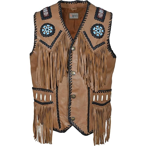 Men Native American Style Western Suede Leather Vest With