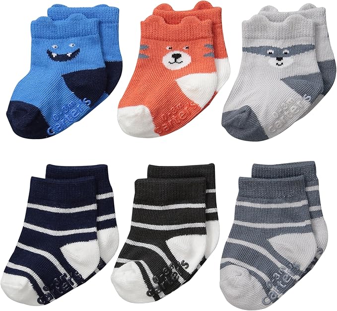 Carter's BabyBoys Newborn 6 Pack Sailing Computer Socks, Multi, 03