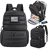 MOZETO Laptop Lunch Backpack for Men, Tactical Inspired Utility Anti-Theft Work Bag with Cooler Compartment Lunchbox (Black, 18 Inch)