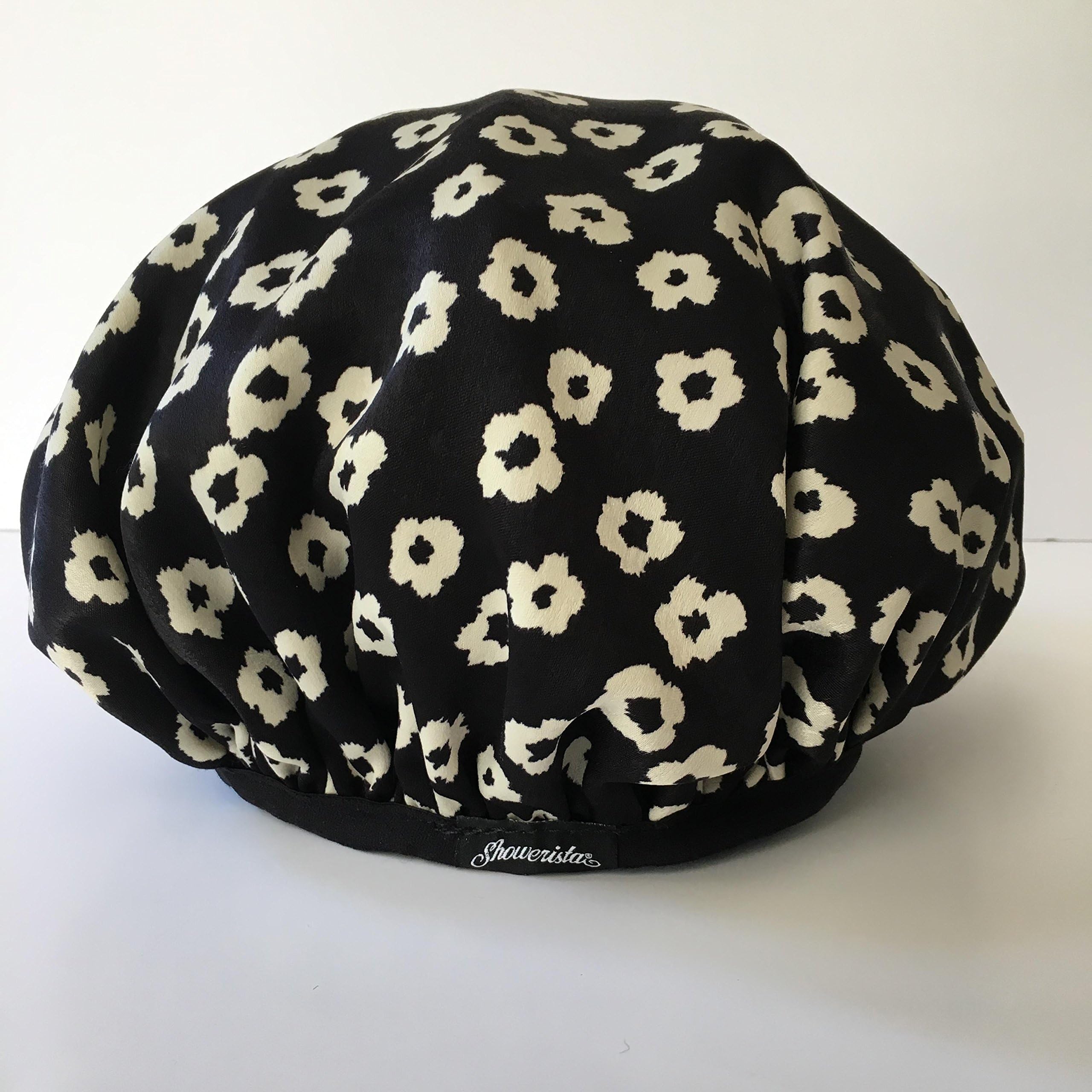 Oversized, Bouffant Shower Cap, Reusable, Flower Power Shower Cap by Showerista, Made in USA