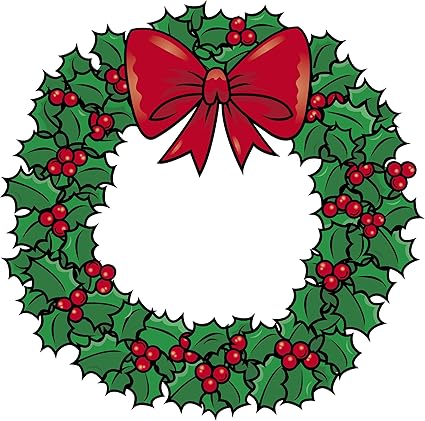 Amazon Com Simple Traditional Christmas Holiday Holly Wreath Cartoon Vinyl Decal Sticker 8 Wide Automotive