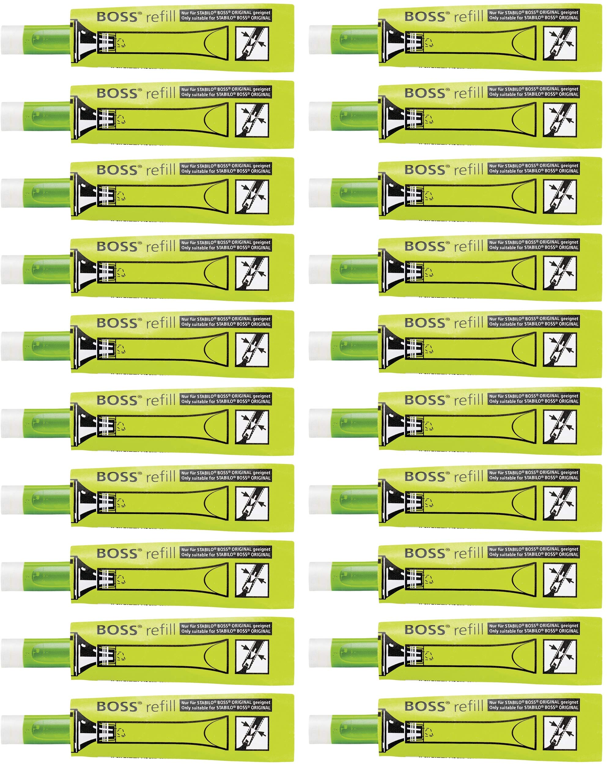 STABILO BOSS ORIGINAL - Highlighter Refill - Pack of 20 - Green