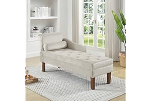 24KF Modern Upholstered Tufted Velvet Chaise Longue Chair, Comfortable Fashional Living Room Chaise Chairs -Taupe