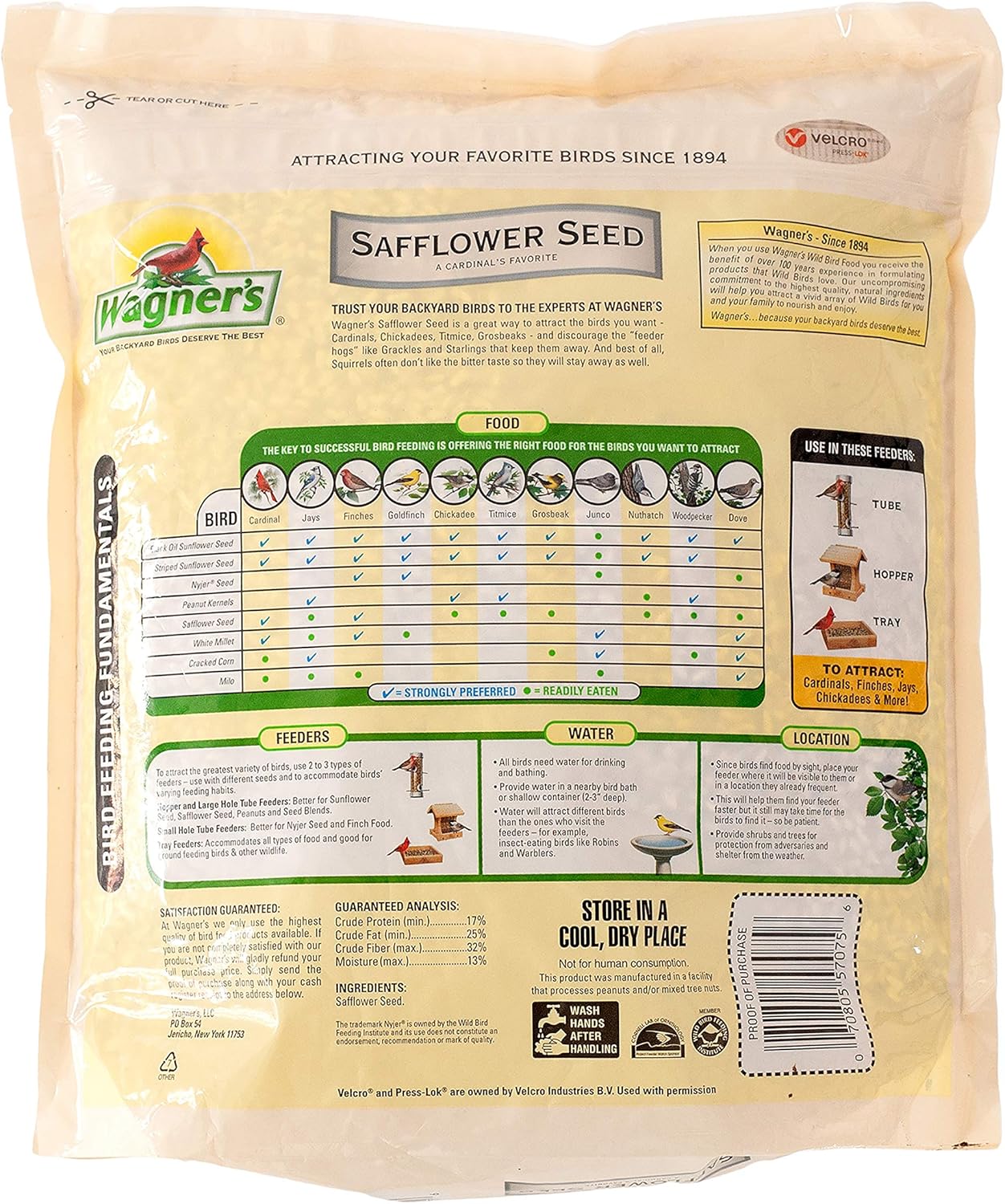 Wagner's 57075 Safflower Seed Wild Bird Food, 5-Pound Bag : Wild Bird Birdseed : Garden & Outdoor