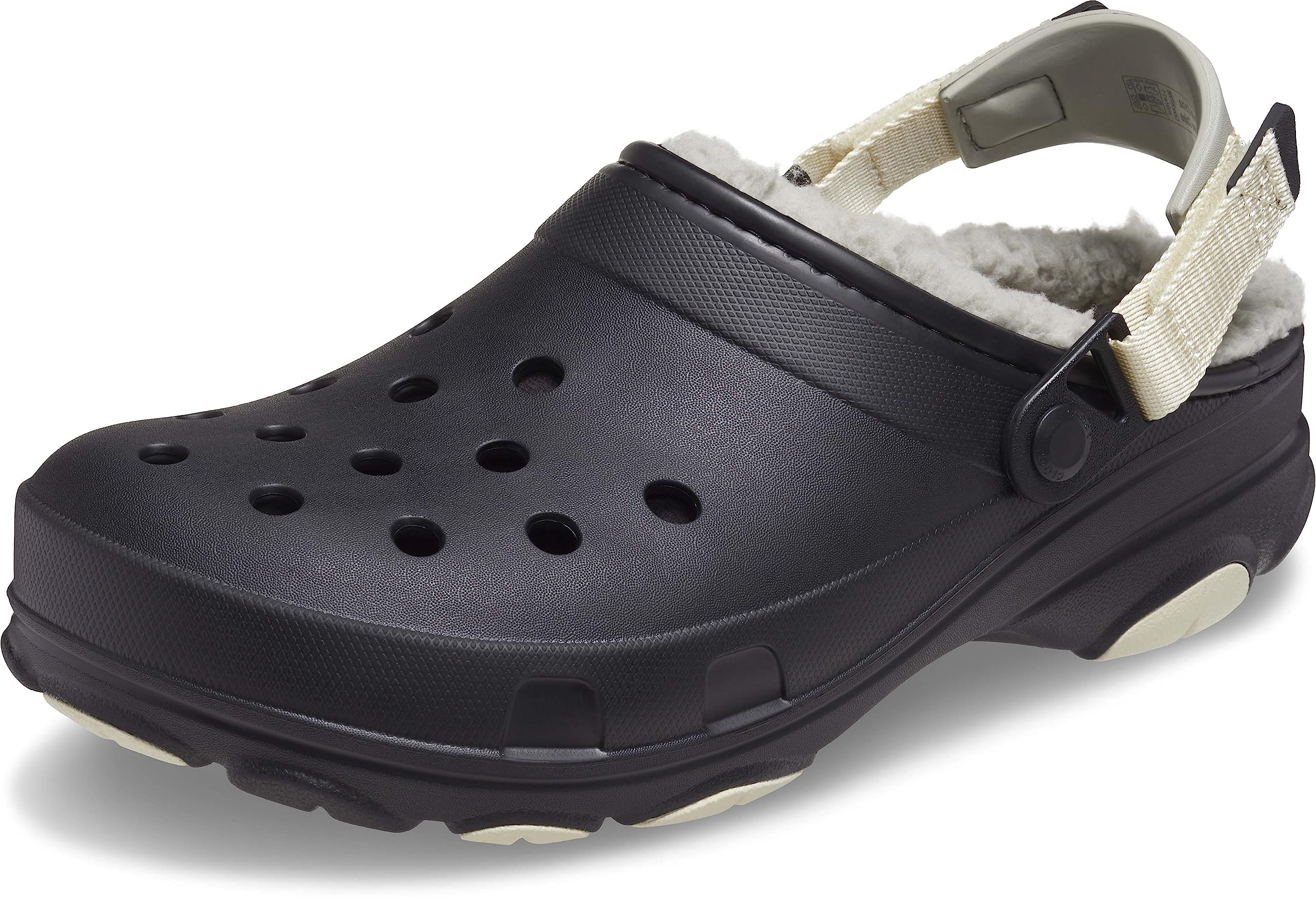 Crocs Unisex-Adult All Terrain Lined Clogs with Adjustable Heel Strap, Black, 13 Men/15 Women Image
