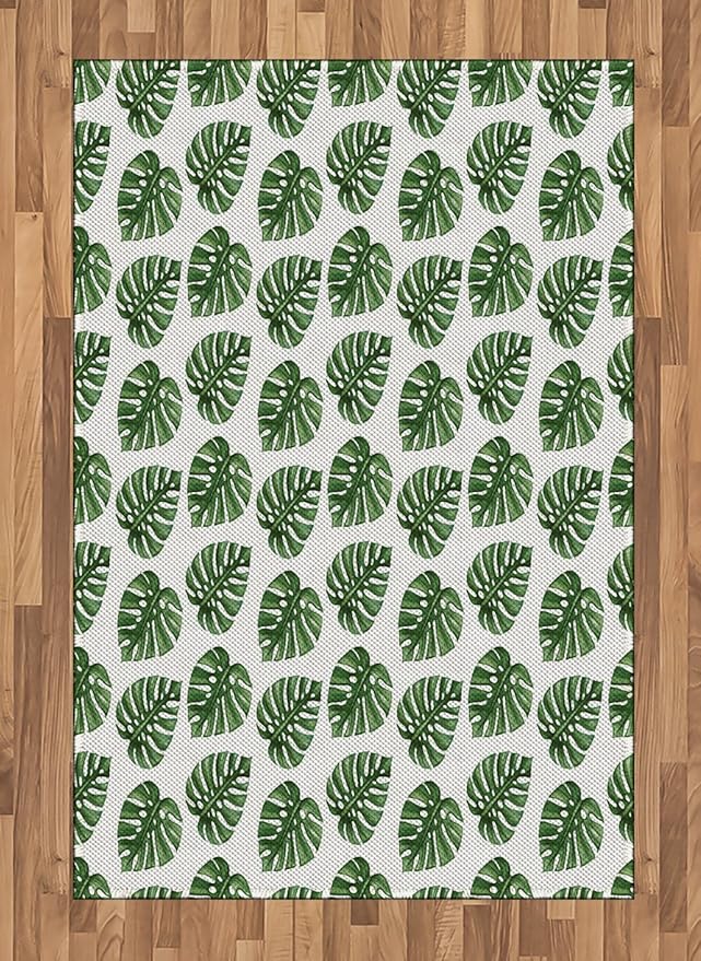 Amazon.com: Ambesonne Green Leaf Area Rug, Tropical Jungle Leaves Palm