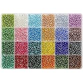 Bala&Fillic Size 4mm Seed Beads About 3000pcs in Box, 6/0 Glass Silver Lined Seed Beads for Making Bracelet Necklace Earring Jewelry (About 130pcs/Color, 24 Colors)