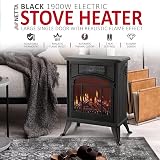NETTA Electric Fireplace Stove Heater 1900W Real Flame Log Effect Freestanding view 2