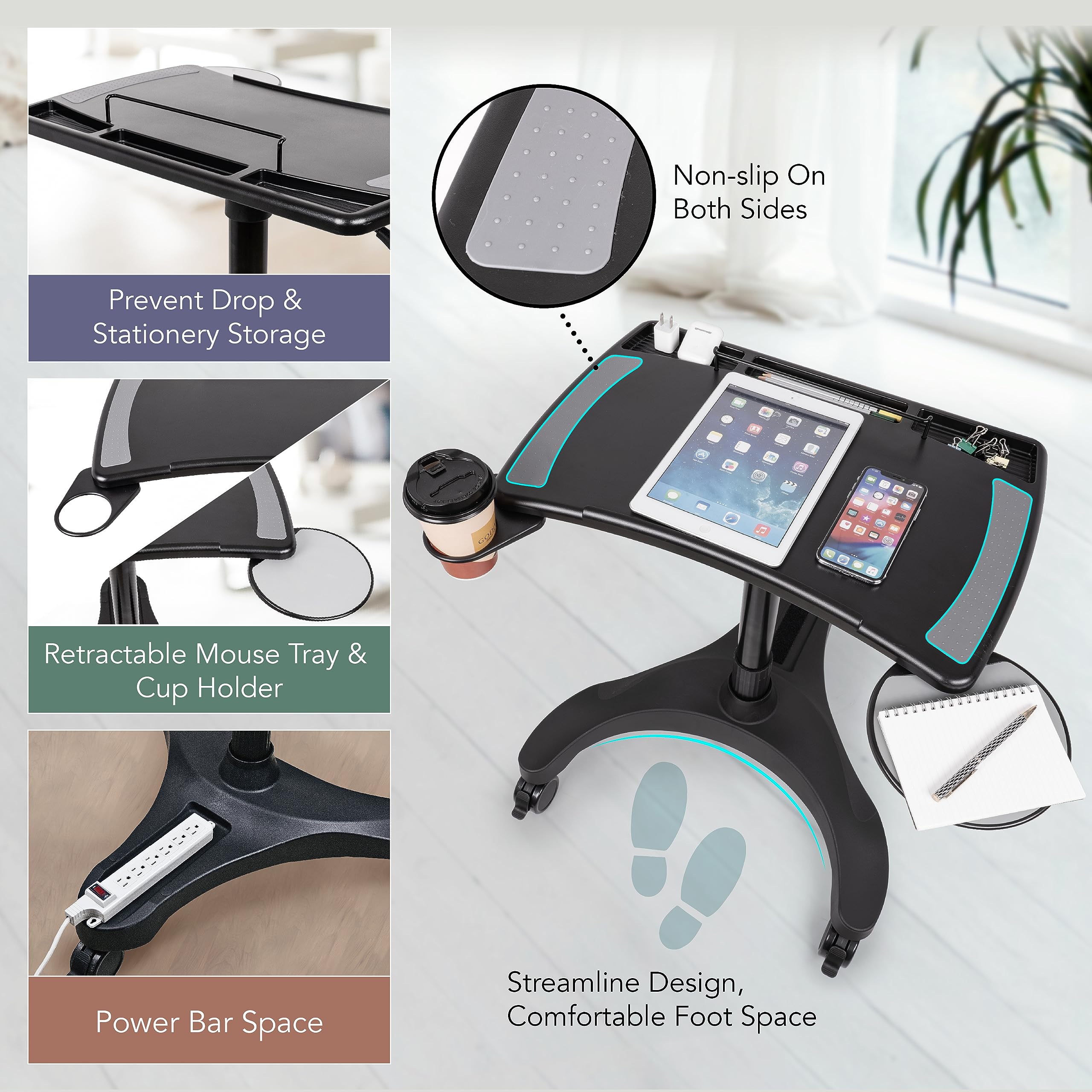 EHO Mobile Laptop Standing Desk Carts on Wheels