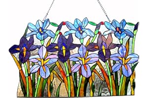Chloe Lighting 24' Wide Ariana Tiffany-Glass Iris Window Panel, One Size