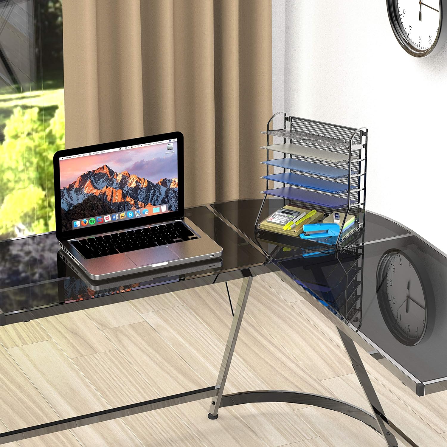 SimpleHouseware 6 Trays Desktop Document Letter Tray Organizer, Black : Office Products
