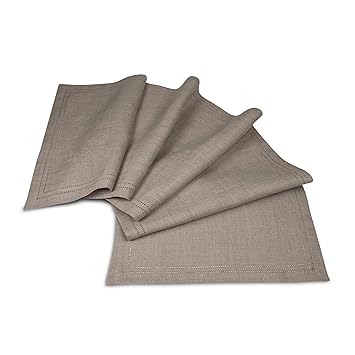 Varvara Home Leinen Tischläufer - Läufer - Tischband - Tischtuch - Hohlsaum - 40 x 200 cm - Farbe Natur Braun 1533