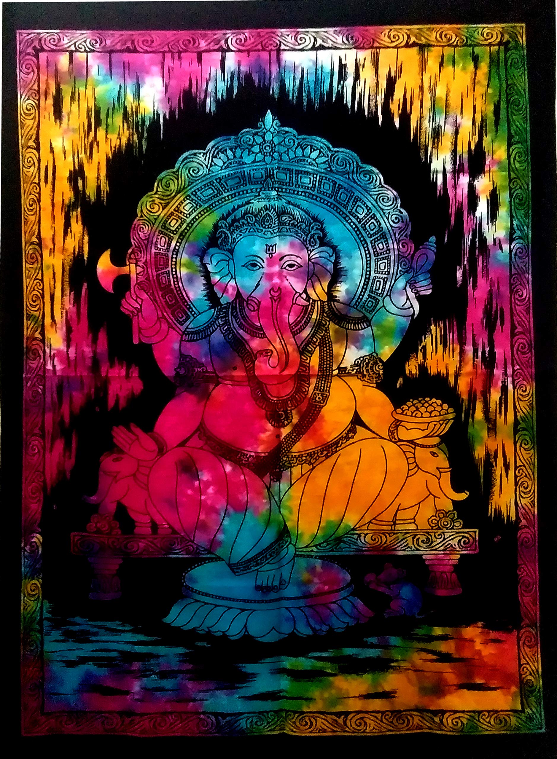 Purpledip Cotton Wall Poster 'Ganesha, For Everlasting Blessings': Bohemian Wall Hanging (20033)