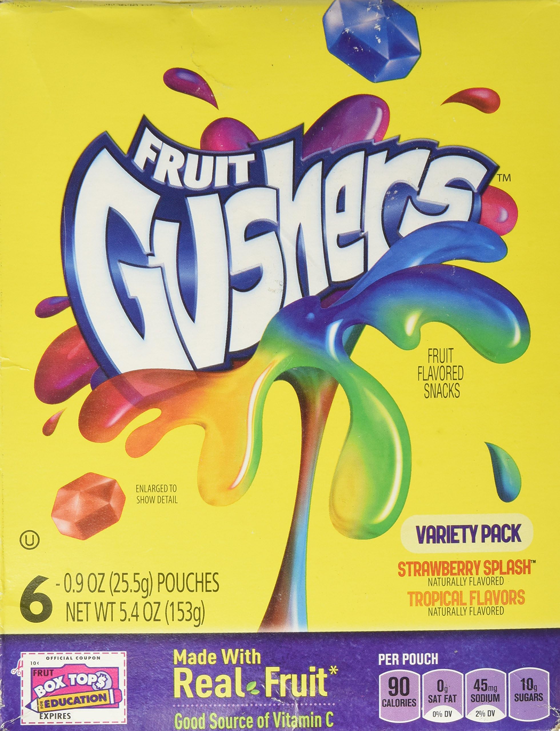 Fruit Gushers, Fruit Flavored Snacks, Variety Pack (Strawberry Splash, Watermelon Blast, Tropical Flavors), 6Count Pouches (Pack Of 4)