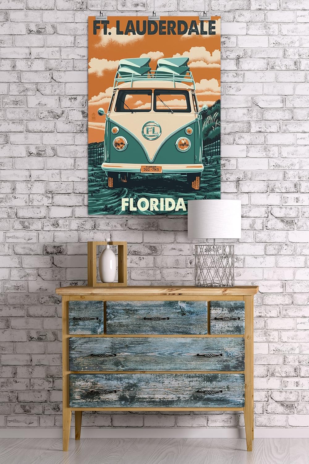 Amazon Com Ft Lauderdale Florida Camper Van Letterpress