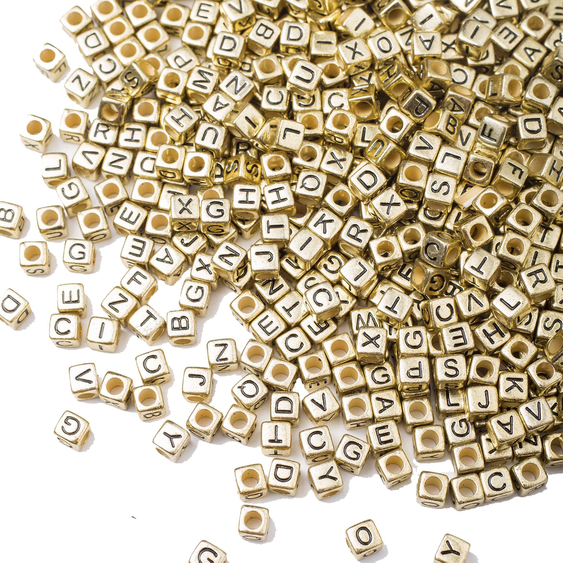 ToBeIT 1000Pcs Gold Acrylic Cube Letter Beads for Jewelry Making, Bracelets, Necklaces — image 1
