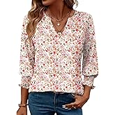 LOMON Women's 2026 Fashion Tops 3/4 Length Sleeve Business Casual Blouses Summer Tees Shirts S-4X
