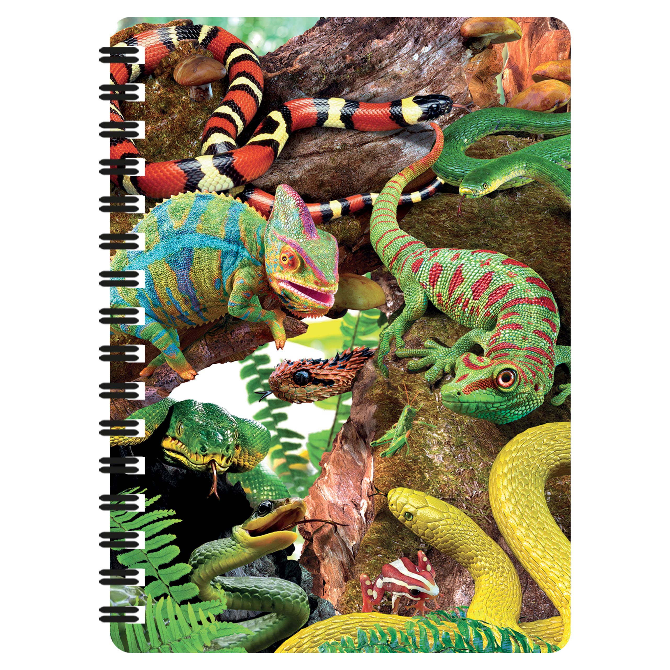 3D LiveLife Jotter - Curious Creatures from Deluxebase. Spiral Bound A6 5.5x4in Small Notebook with 80 Plain Recycled Pages. Pocket Sized Animal Notepad, Journal or Drawing Book with Reptile Cover