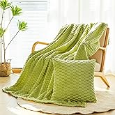 Bnuitland Flannel Throw Blanket, 300 GSM Fleece Cozy Warm Soft Home Decor Lightweight Bed Sofa Blanket for Adults, Suitable for All Seasons(Fruit Green,50X71 inches with Pillow Cover)