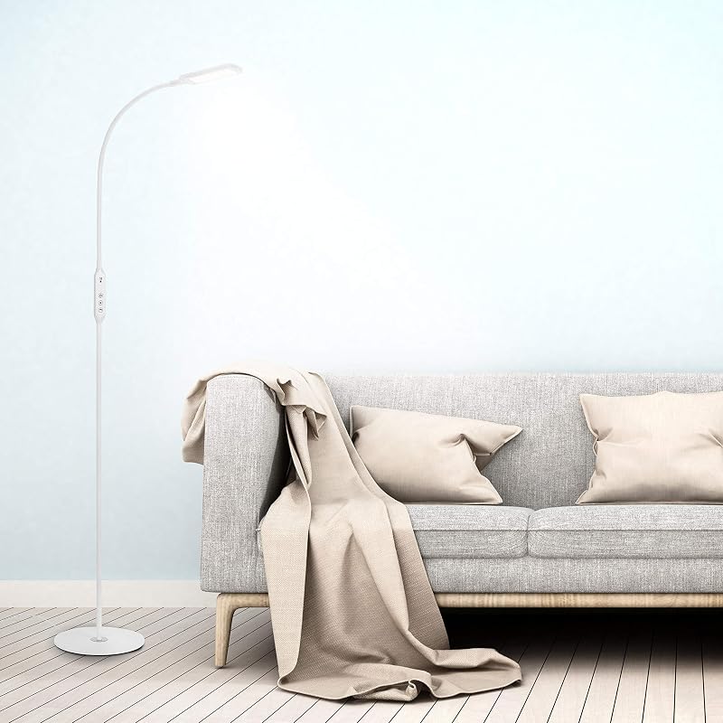 Leuchten - Candeeiro de pé LED, regulável, comando remoto, inclui controlo de temperatura de cor, 8 watts, 700 lúmens, branco