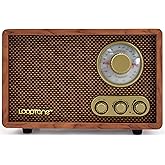 LoopTone AM FM Radio for Home,Classic Retro Radios with Bluetooth Play Mp3,Vintage Wood Table Radio with Treble Bass Control 