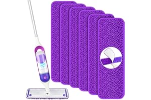 6 Pack Reusable Mop Pads Compatible with Swiffer Powermop, Papclean Power Mop Refills Microfiber Power Mop Mopping Pads for Powermop Multi-Surface & Wood Mop Kit All Types of Floor Cleaning, Purple