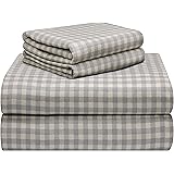 PointehavenPointehaven 180 GSM Luxury 100% Soft Cotton Printed Flannel Sheet Set, Queen, Farmhouse Plaid - Warm & Cozy - Pre-Shrunk -Deep Pockets - Elastic All Around-Comfy Double Brushed -