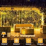 Ollny 300LED Curtain Lights 3x3m Mains Powered Waterfall with Remote 8 Modes view 8