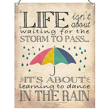 Life isn 't about waiting for the Storm To Pass Vintage inspirierendes Zitat Wand Metall Schild retro 15 x 20 cm