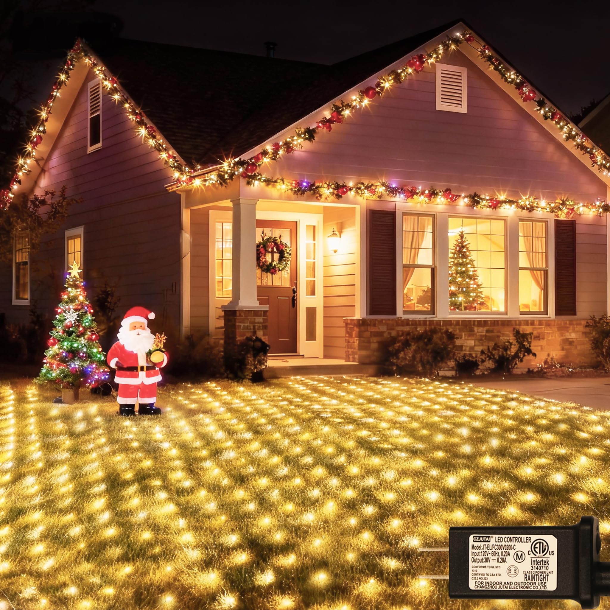 Photo 1 of *USED*OYCBUZO 360LED Net Lights, 21ft x 5ft Connectable Christmas Outdoor Mesh Lights with Timer & 8 Lighting Modes, Waterproof String Light Plug in for Xmas Tree Bushes Garden Holiday Party - Warm White
