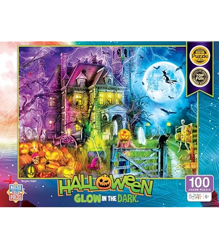 Halloween Glow In The Dark Pumpkin King Puzzle - 100 Piece Jigsaw Puzzle For Kids & Adults, Spooky Fun