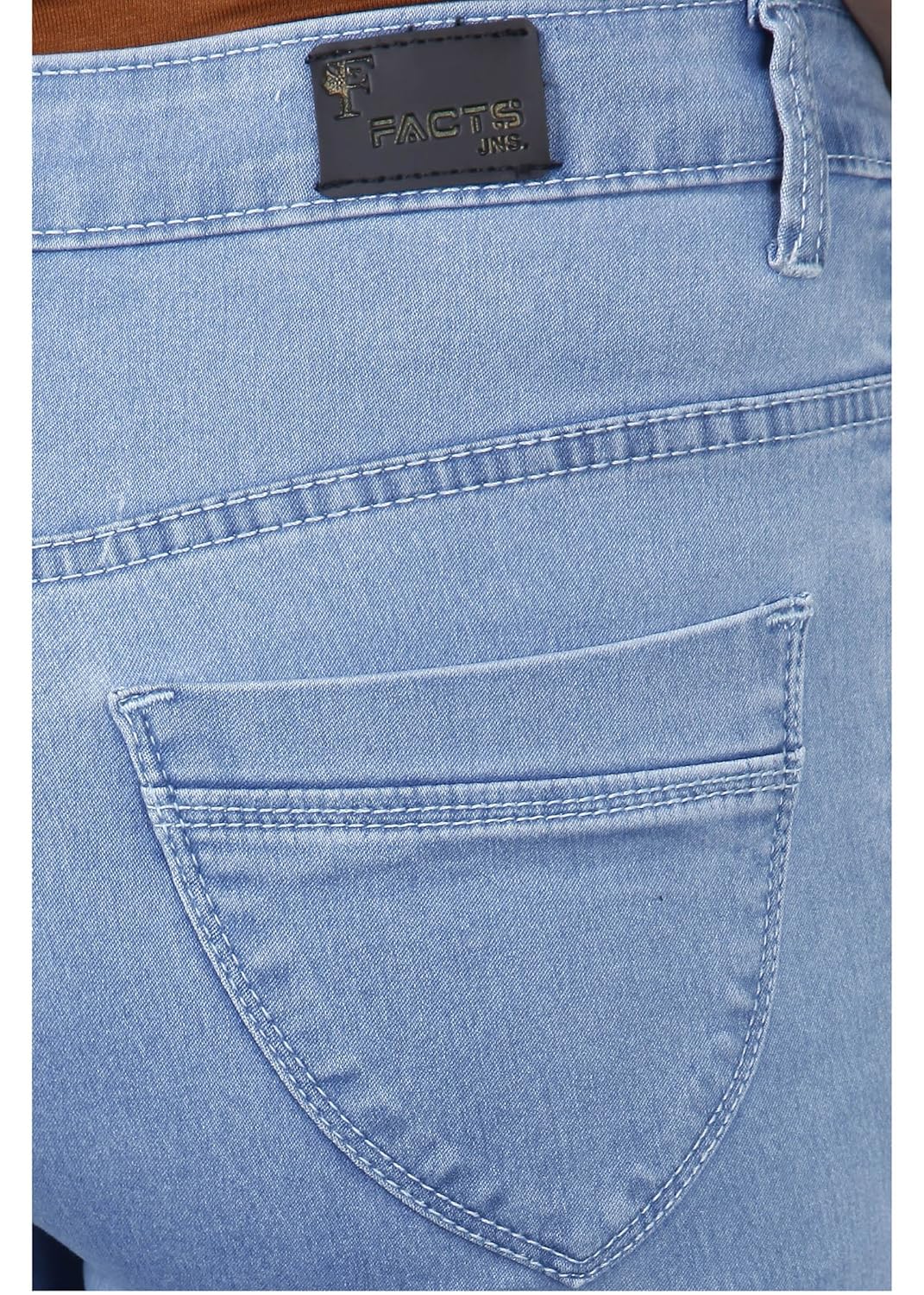facts women denim stretchable mid blue skinny fit jeans