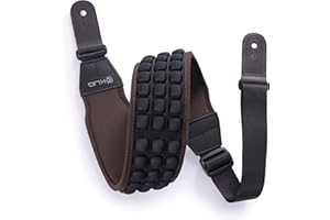 KLIQ MUSIC GEAR KLIQ AirCell Guitar Strap for Bass & Electric Guitar with 3" Wide Neoprene Pad and Adjustable Length from 46" to 56" (Regular), Brown