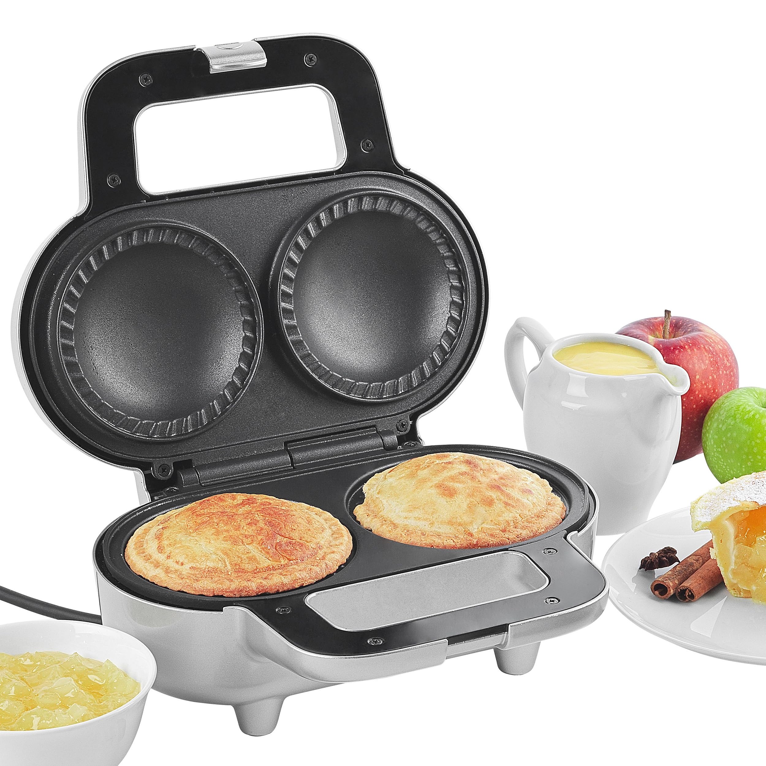 Salter XL Double Pie Maker - Twin Deep-Fill Pie Machine, Non-Stick & Crimp-Edged Cooking Plates, 3-5 Minute Pre-Heat, Locking Latch, Fruit/Meat/Mince Pies, 9cm Diameter x 7cm Depth Pies, 900W