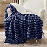 Bedsure Sherpa Blanket Twin Size for Couch - Super Soft, Cozy Fleece Thick Warm Blanket for Winter, GentleSoft Plush & Fluffy Throw Gift for Women, Home Room Decor, Navy Blue, 60x80 Inches