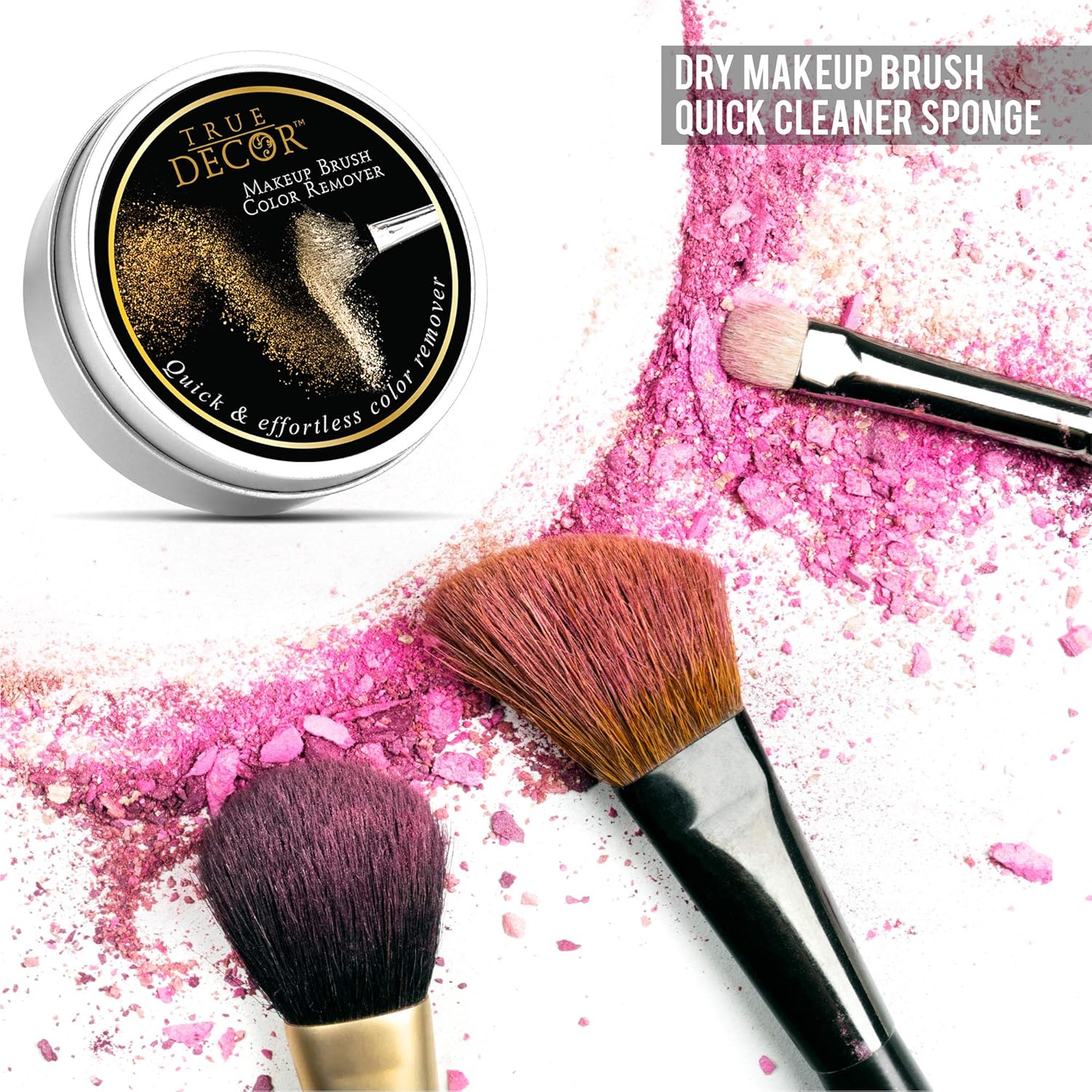 Makeup Brush Cleaner – Dry Color Removal Sponge Cleans Natural and Synthetic Makeup Brushes Without Water or Chemicals – Double-Sided, Reusable and Travel-Friendly: Beauty