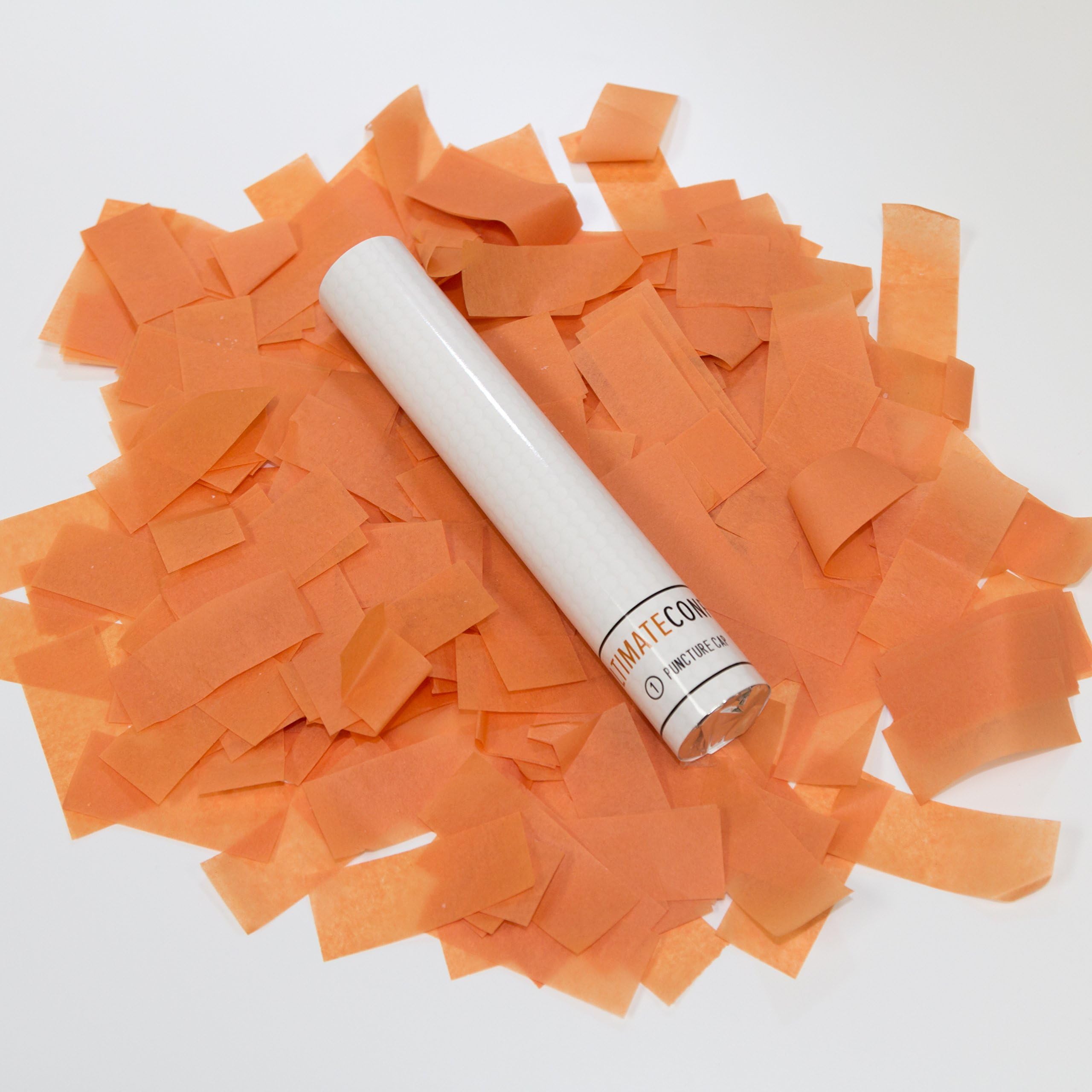 Flick Stick Launcher - Handheld 6" Confetti Launcher Wand, Flick to Launch Biodegradable Tissue Confetti (Orange, 8 Confetti Launcher Tubes, 2 Handful of Confetti per Wand, 1.5oz)