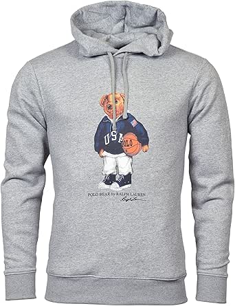 Amazon.com: Polo Ralph Lauren Men's Polo Bear Basketball Graphic Logo Hoodie - XXL - Gray Ht 