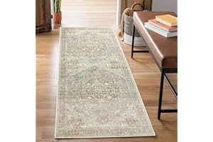 Bloom Rugs Washable Non-Slip 7 ft Runner - Beige/Gray Traditional Runner for Entryway, Hallway, Bathroom, and Kitchen - Exact Size: 2.5' x 7'