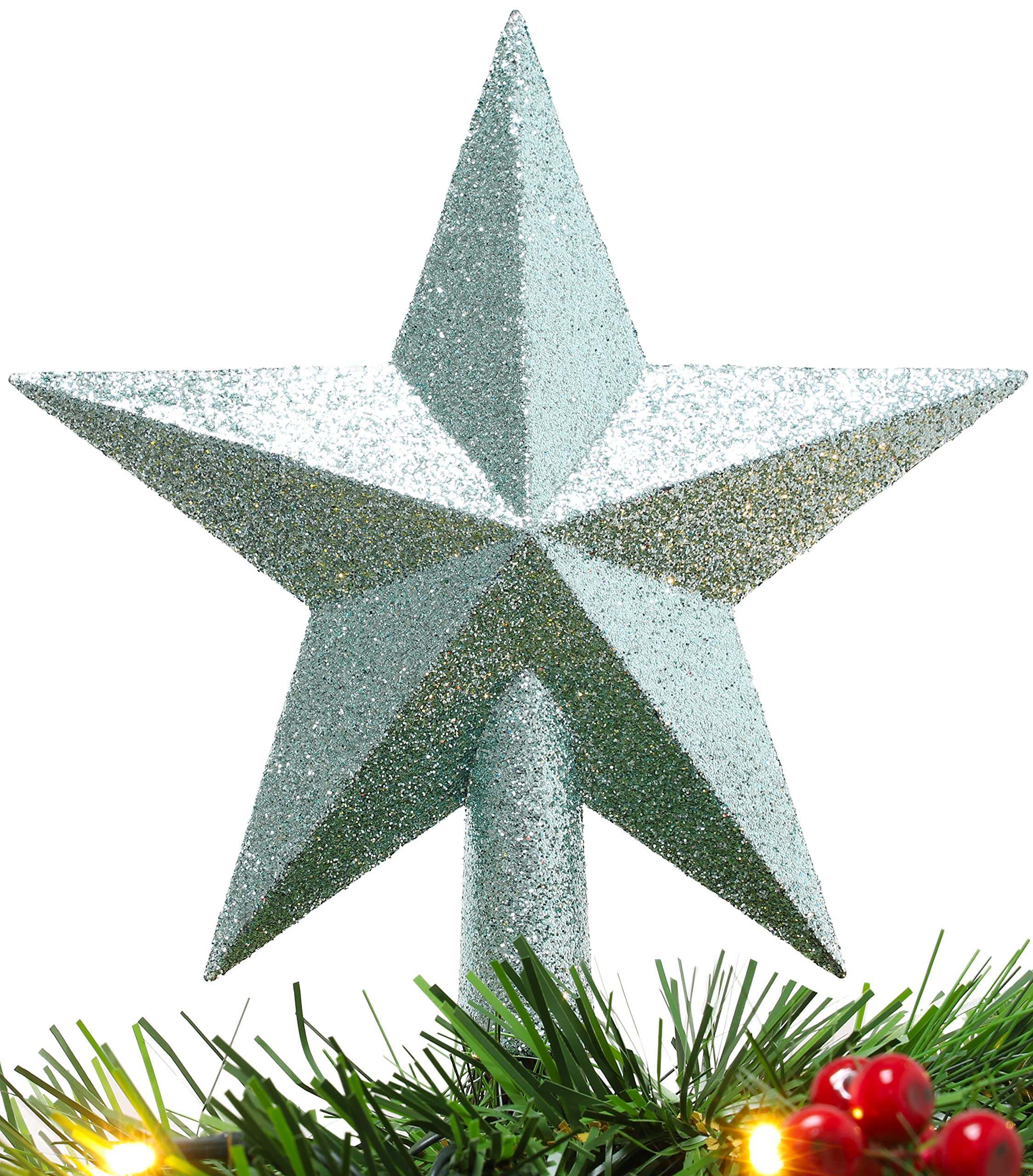 Christmas Concepts® 200mm (8") Glitter Tree Top Star Decoration – Christmas Tree Topper (Mint Green)