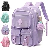 Lroiutian Mesh Backpack for Girls Boys, Heavy Duty Semi-Transparent Mesh Bookbag Womens Mens Mesh Backpacks for School, Sports, Beach, Swimming, Travel Purple